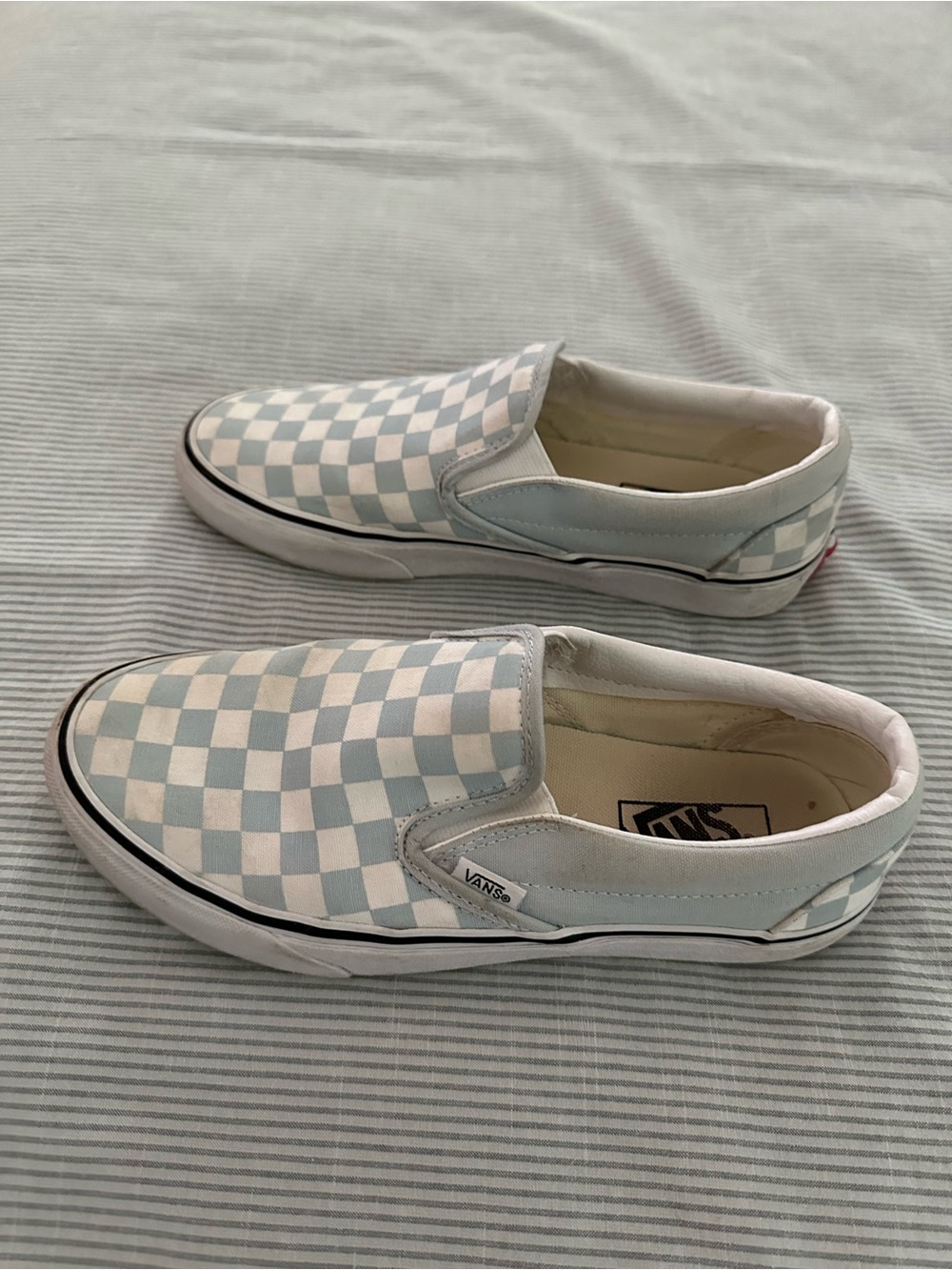 Vans Checkerboard Slip-On Sneakers in Light Blue & White - Picture 2 of 5